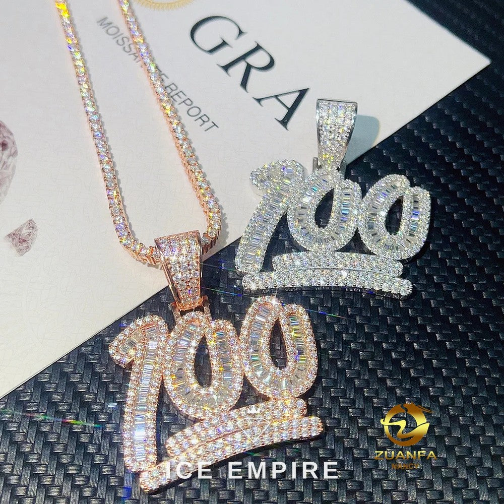 Iced Out Baguette Rose Gold Plated Pendant