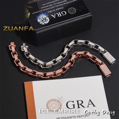 Iced Out 925 Silver Moissanite Cuban Chain