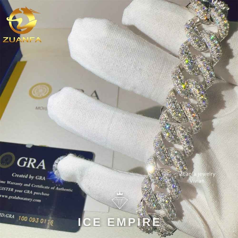 Iced Out 925 Silver Moissanite Cuban Chain