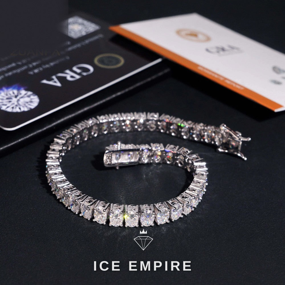 Iced Out 925 Silver Moissanite Tennis Chain