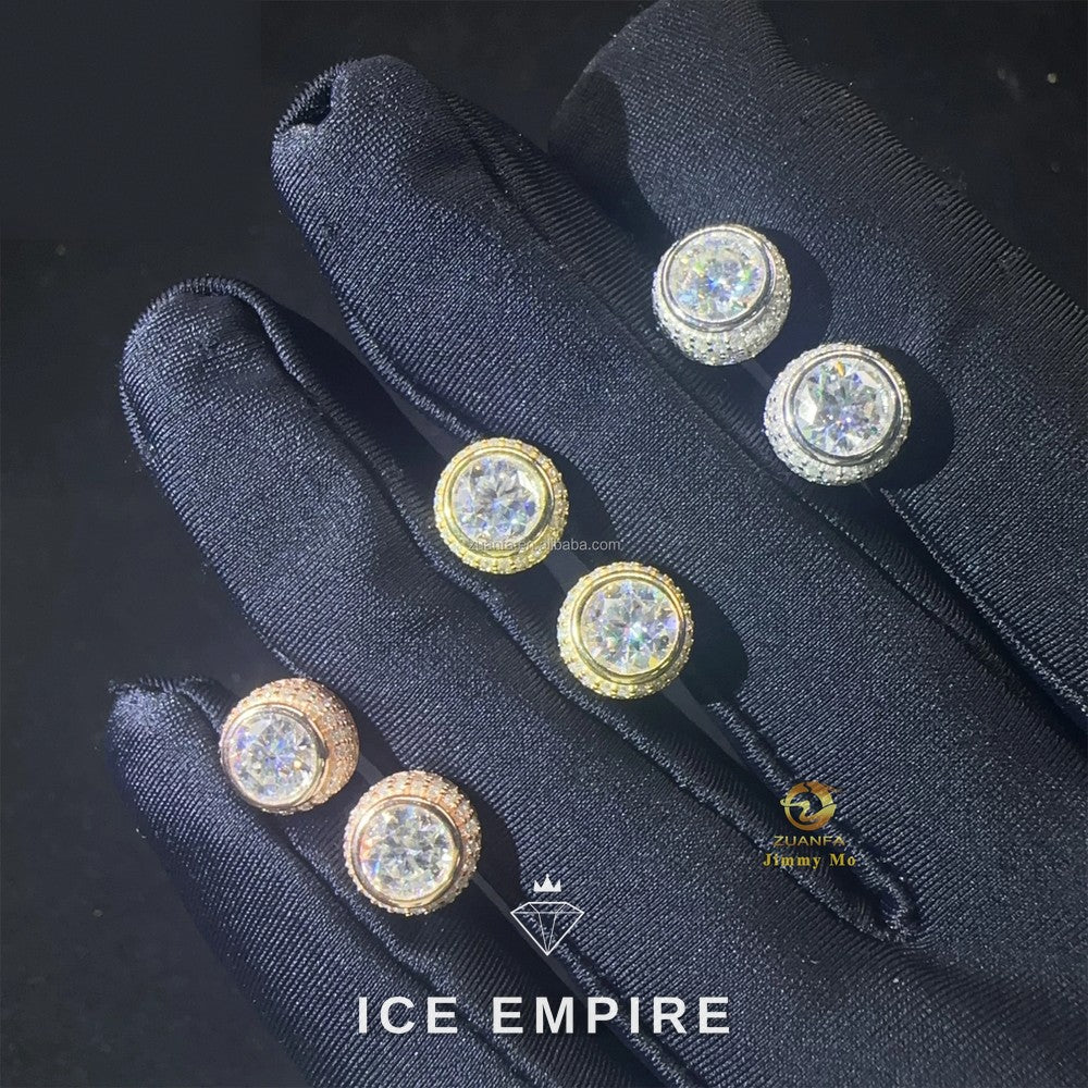 Iced Out Rose Gold Plated Moissanite Stud Earrings