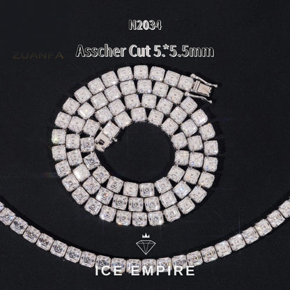 Iced Out Baguette Rose Gold Plated Moissanite Cuban Chain