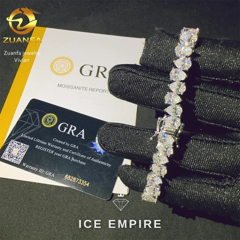 Iced Out 925 Silver Moissanite Tennis Chain