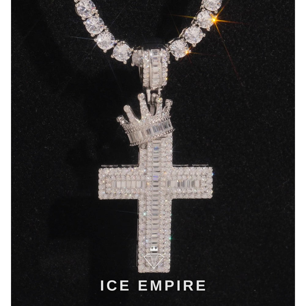 Iced Out Cross 925 Silver Moissanite Pendant