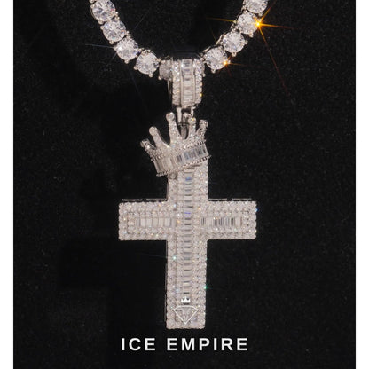 Iced Out Cross 925 Silver Moissanite Pendant