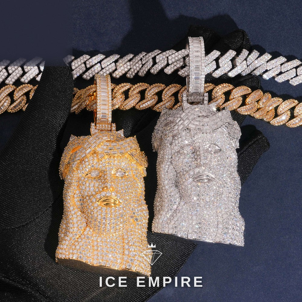 Iced Out Baguette 925 Silver Pendant
