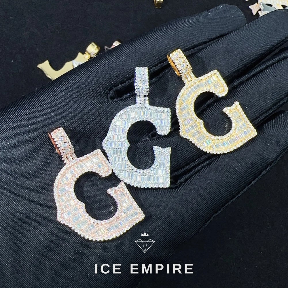 Iced Out Baguette Rose Gold Plated Moissanite Pendant
