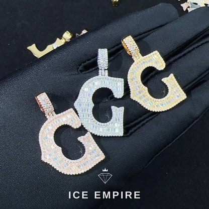 Iced Out Baguette Rose Gold Plated Moissanite Pendant