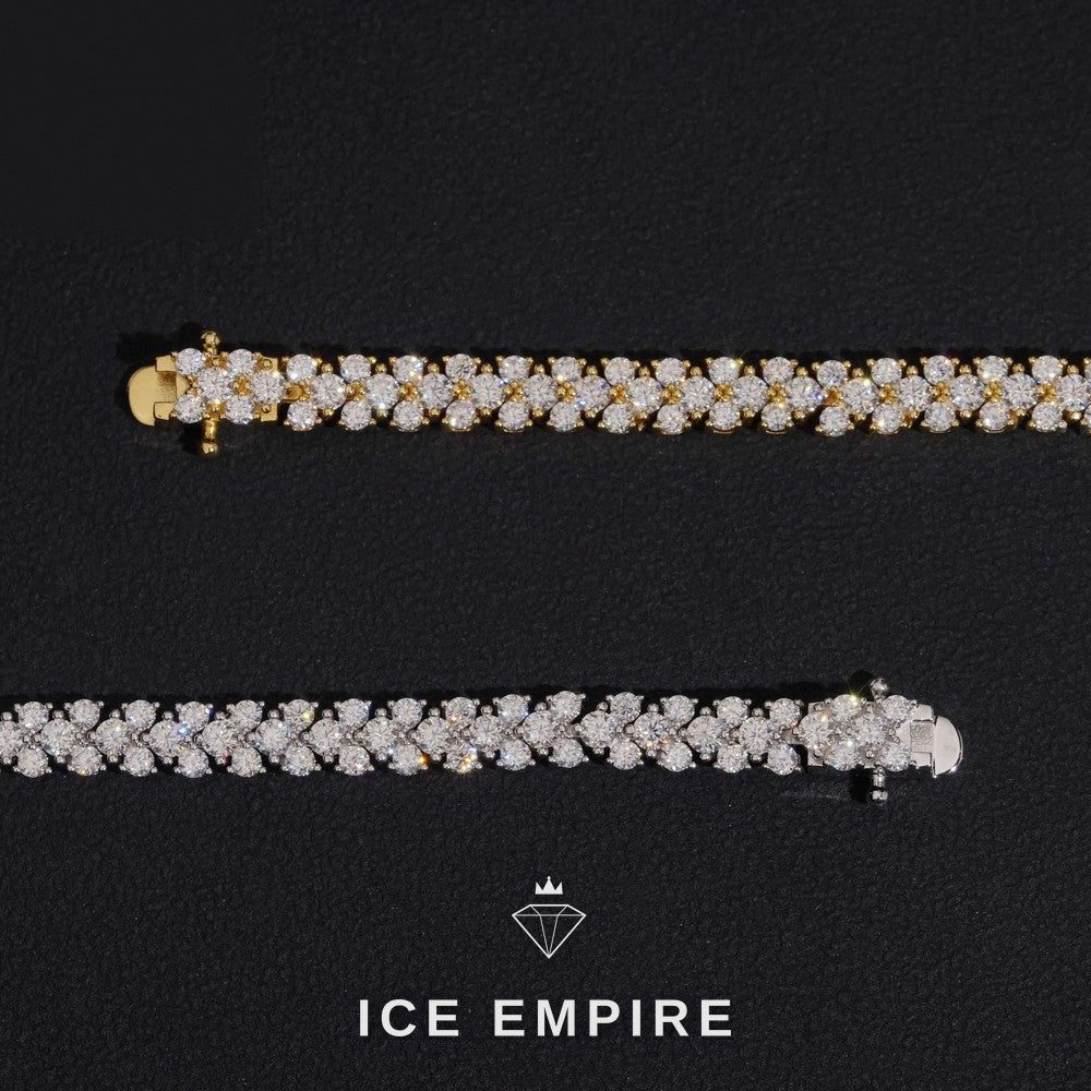 Iced Out Cluster 925 Silver Moissanite Tennis Bracelet