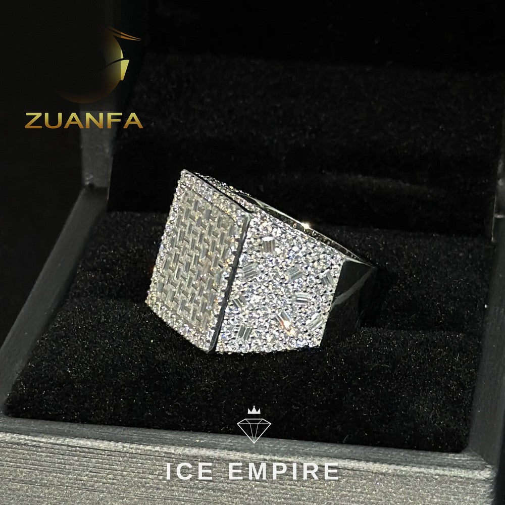 Iced Out Baguette 925 Silver Moissanite Ring