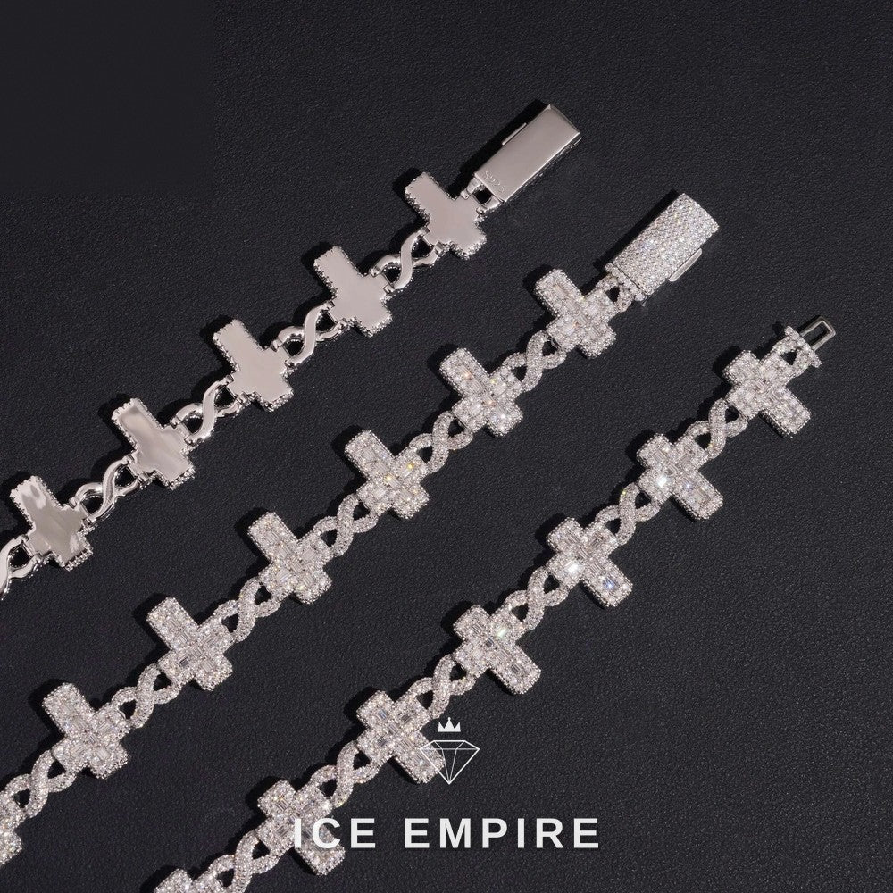 Iced Out Cross Rose Gold Plated Moissanite Cuban Chain