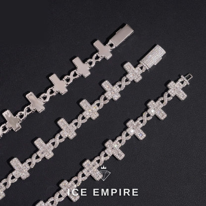 Iced Out Cross Rose Gold Plated Moissanite Cuban Chain