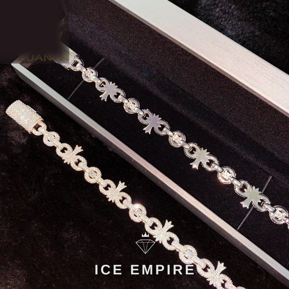 Iced Out Cross 925 Silver Moissanite Cuban Chain