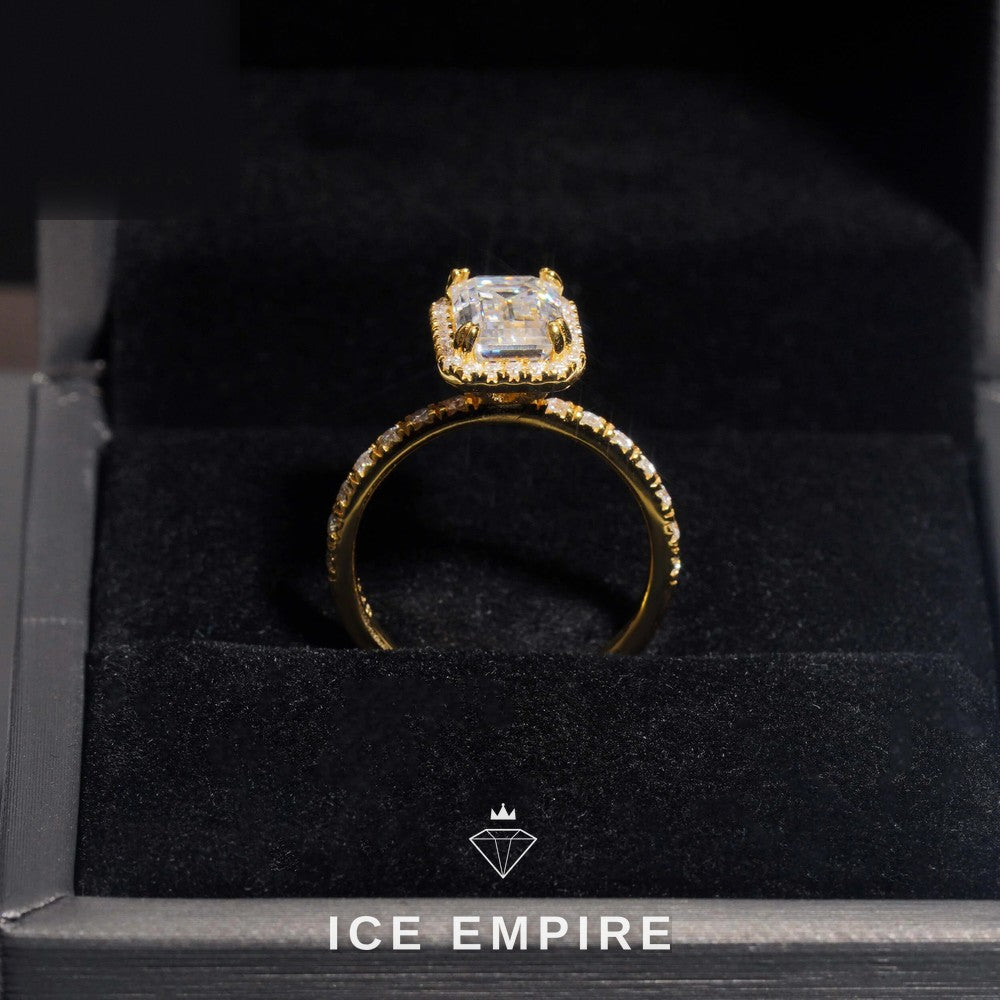Iced Out Gold Plated Moissanite Wedding Band