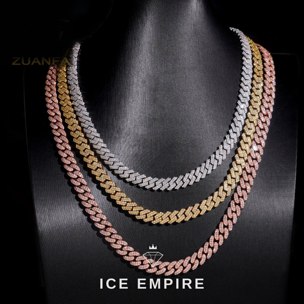 Iced Out Rose Gold Moissanite Cuban Chain
