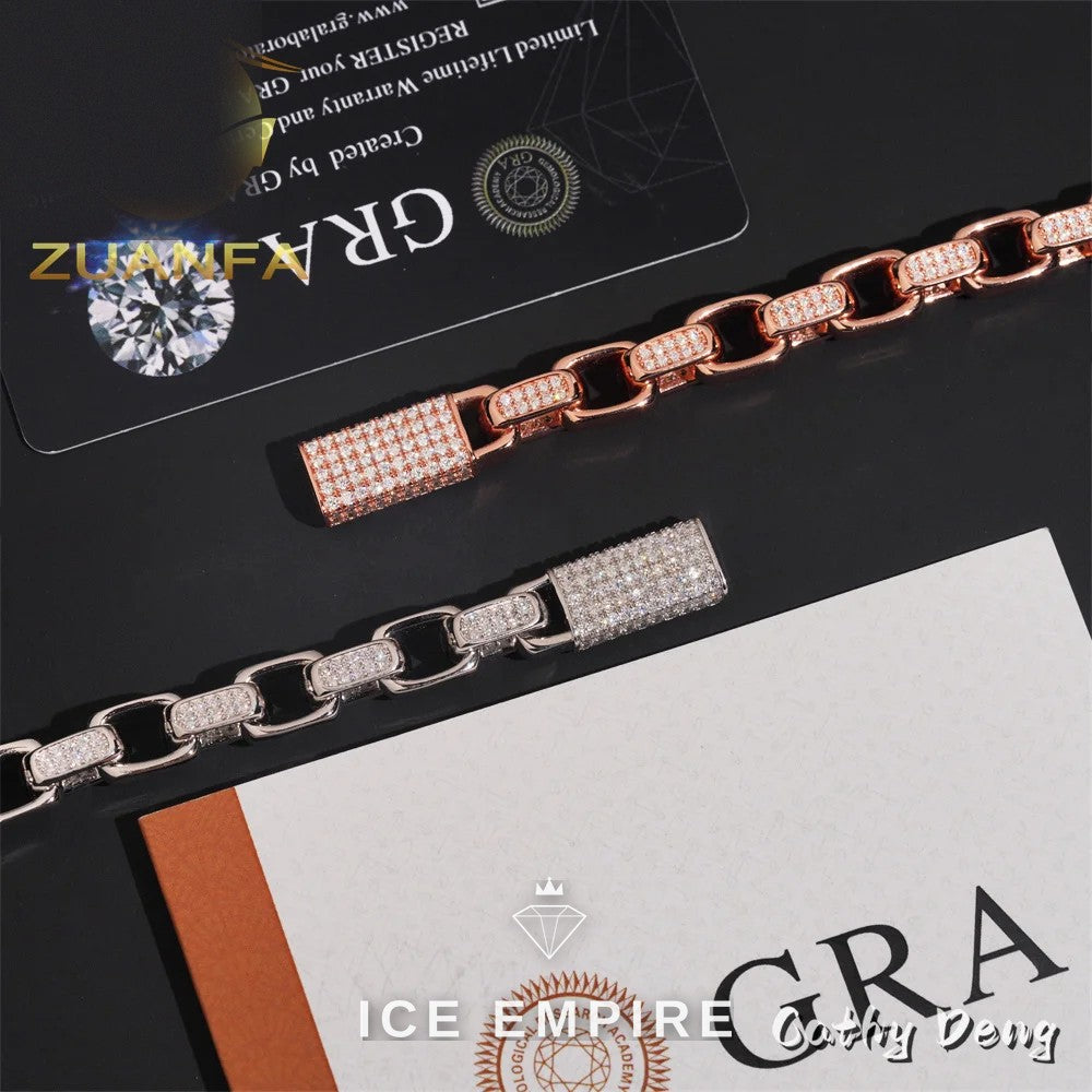 Iced Out 925 Silver Moissanite Cuban Chain
