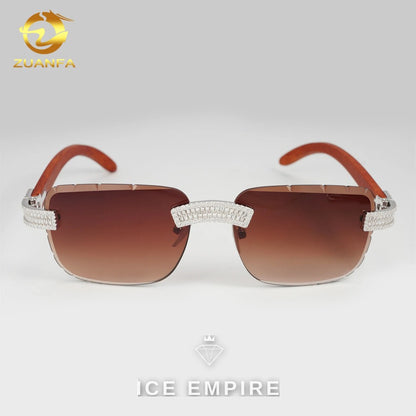 Iced Out Baguette 925 Silver Moissanite Glasses