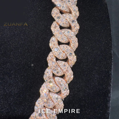 Iced Out Rose Gold Plated Moissanite Cuban Chain