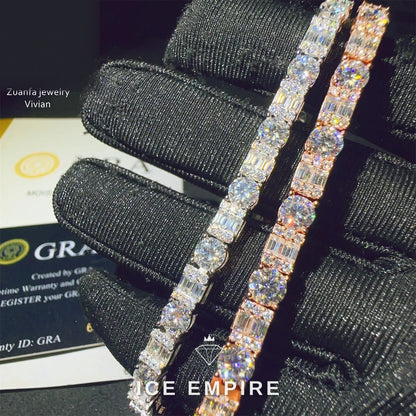 Iced Out 925 Silver Moissanite Tennis Chain