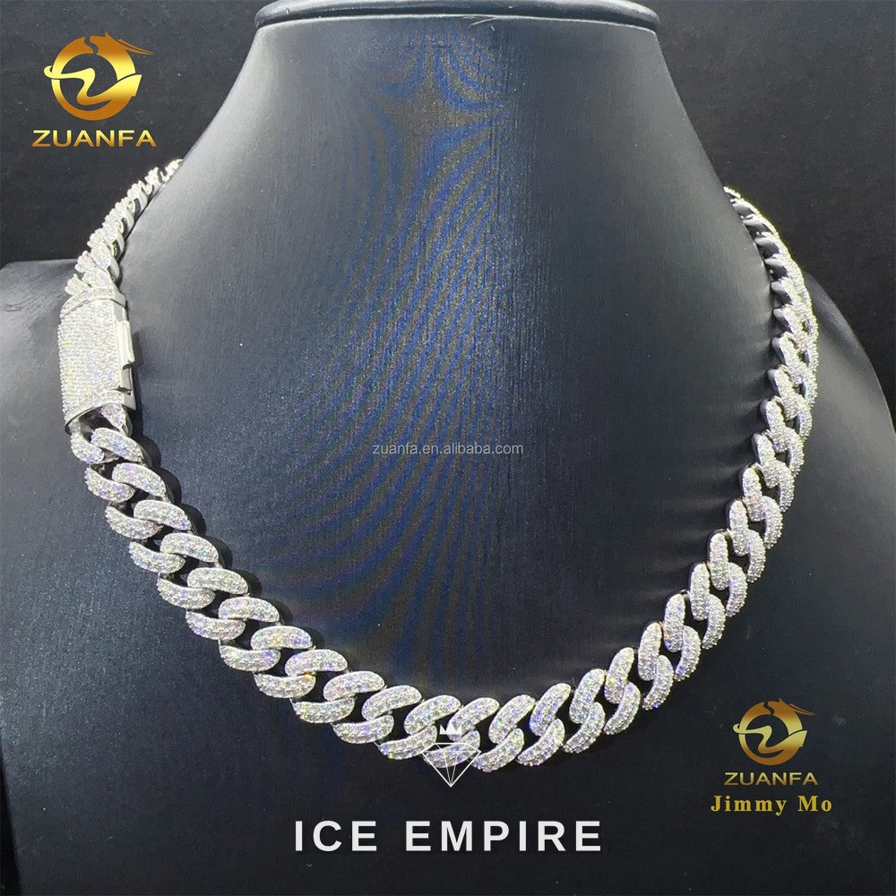 Iced Out 925 Silver Moissanite Cuban Chain
