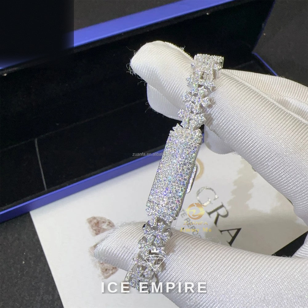 Iced Out Cross 925 Silver Moissanite Cuban Chain