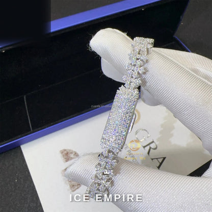 Iced Out Cross 925 Silver Moissanite Cuban Chain