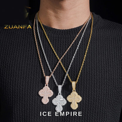 Iced Out Cross Rose Gold Plated Pendant