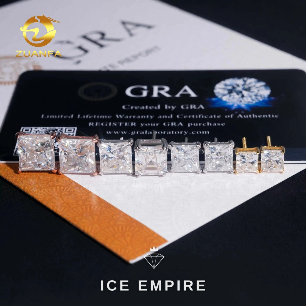 Iced Out Rose Gold Plated Moissanite Stud Earrings