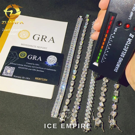 Iced Out 925 Silver Moissanite Tennis Chain