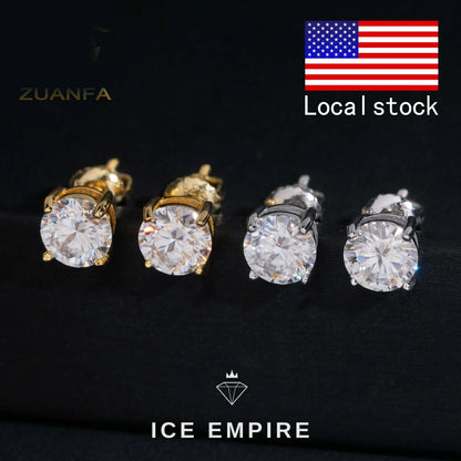 Iced Out 925 Silver Moissanite Stud Earrings