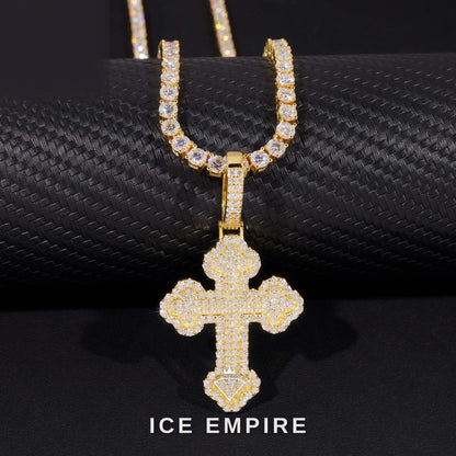 Iced Out Cross Rose Gold Plated Moissanite Pendant