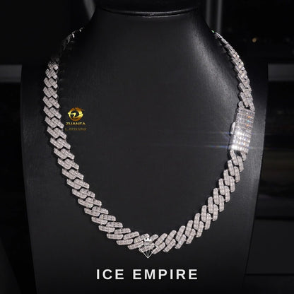 Iced Out Baguette Rose Gold Plated Moissanite Cuban Chain