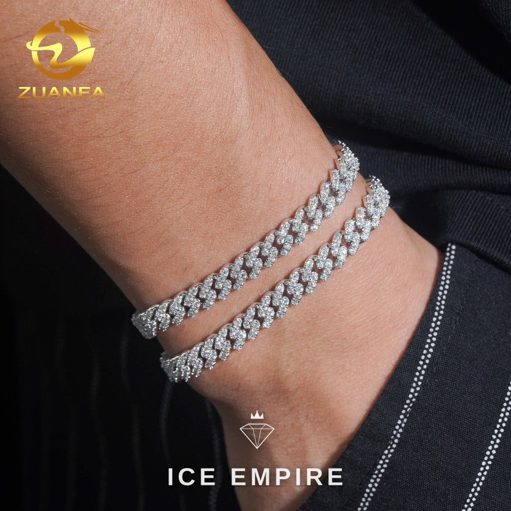 Iced Out 925 Silver Moissanite Cuban Chain