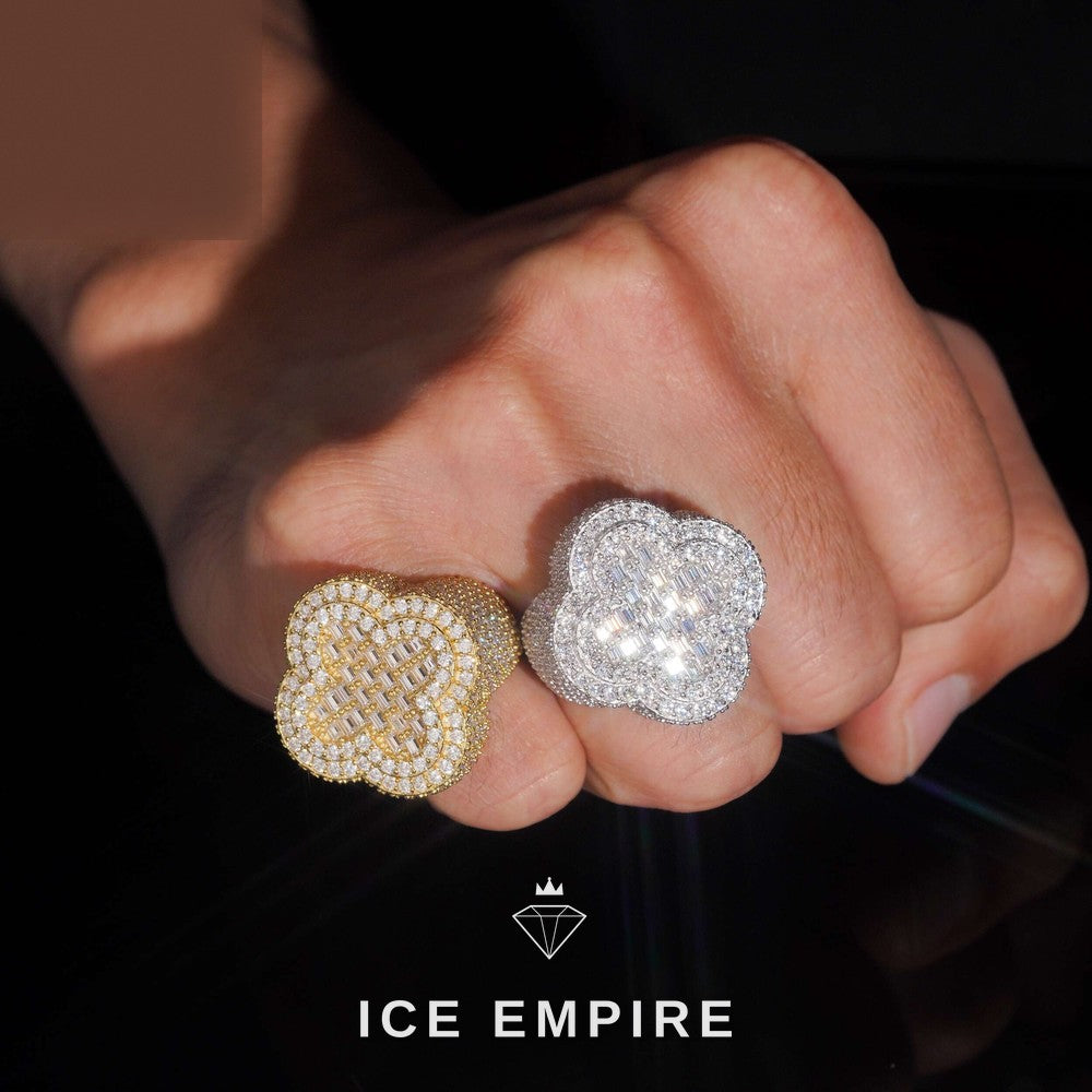Iced Out Baguette Gold Plated Moissanite Ring