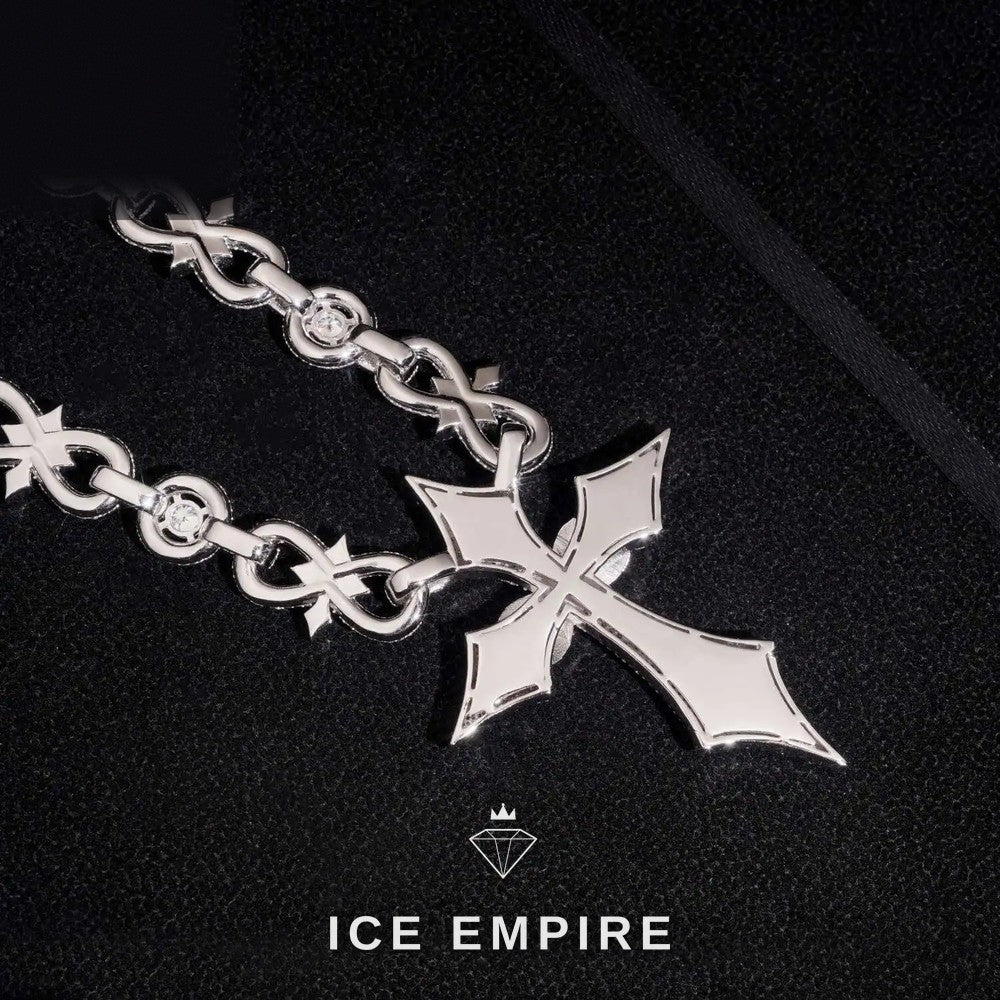Iced Out Cross Rose Gold Moissanite Cuban Chain