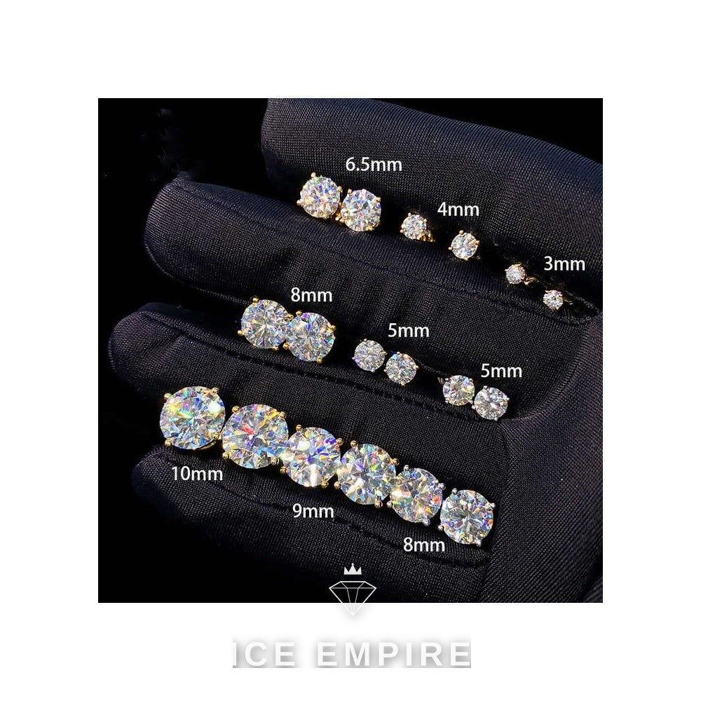 Iced Out 925 Silver Moissanite Stud Earrings