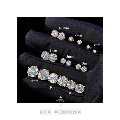 Iced Out 925 Silver Moissanite Stud Earrings