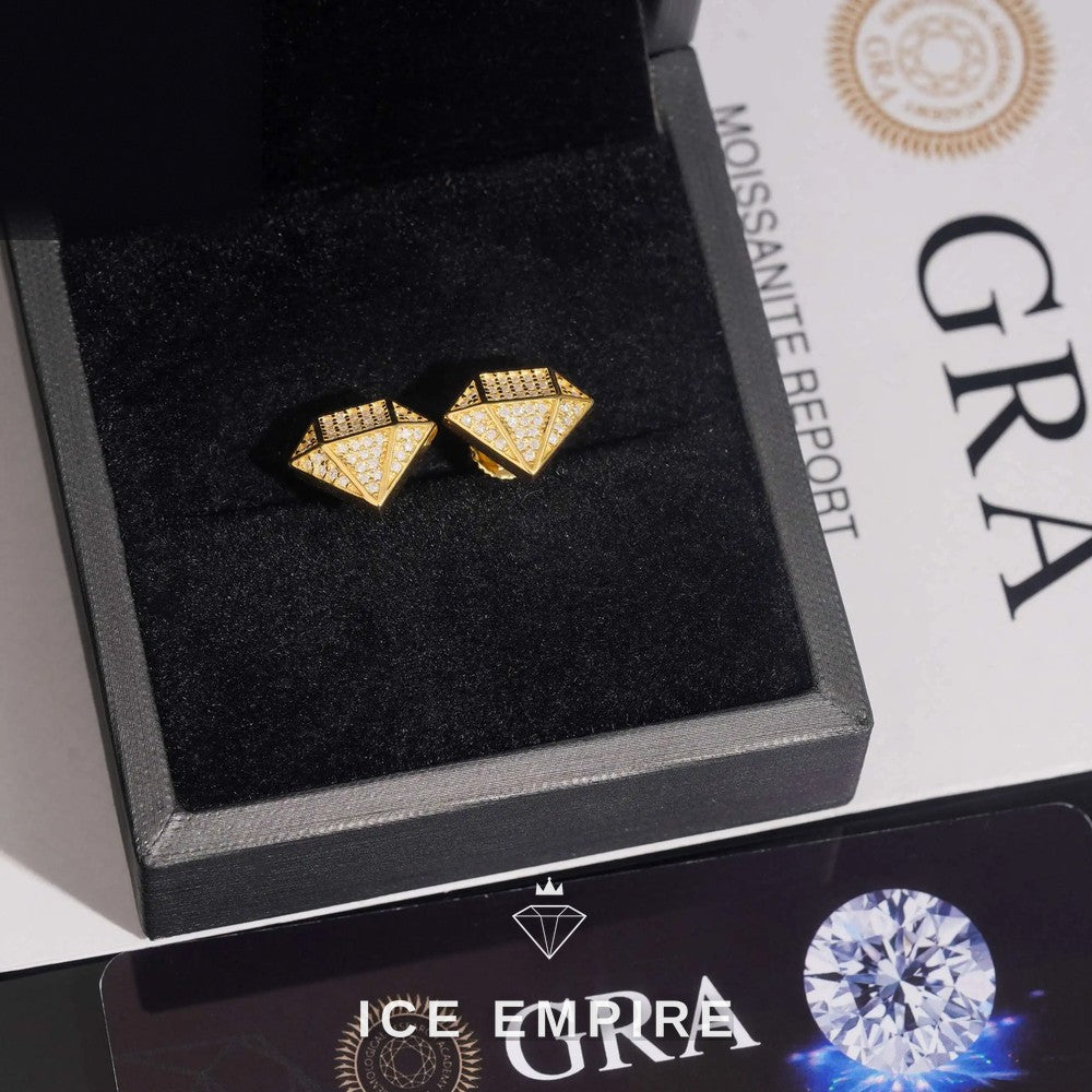 Iced Out 14K Gold Moissanite Earrings