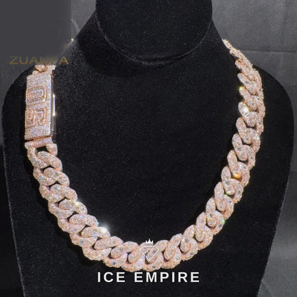 Iced Out Rose Gold Plated Moissanite Cuban Chain