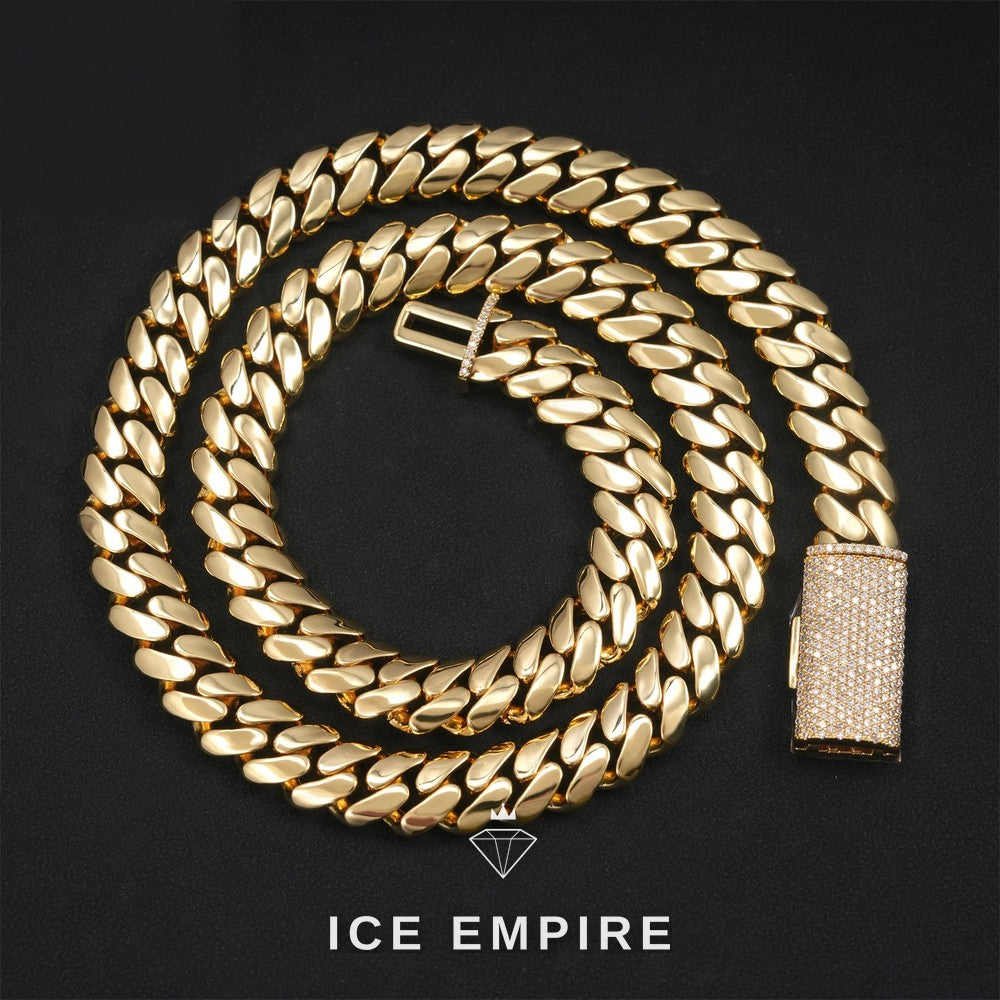 Iced Out Rose Gold Plated Moissanite Cuban Chain