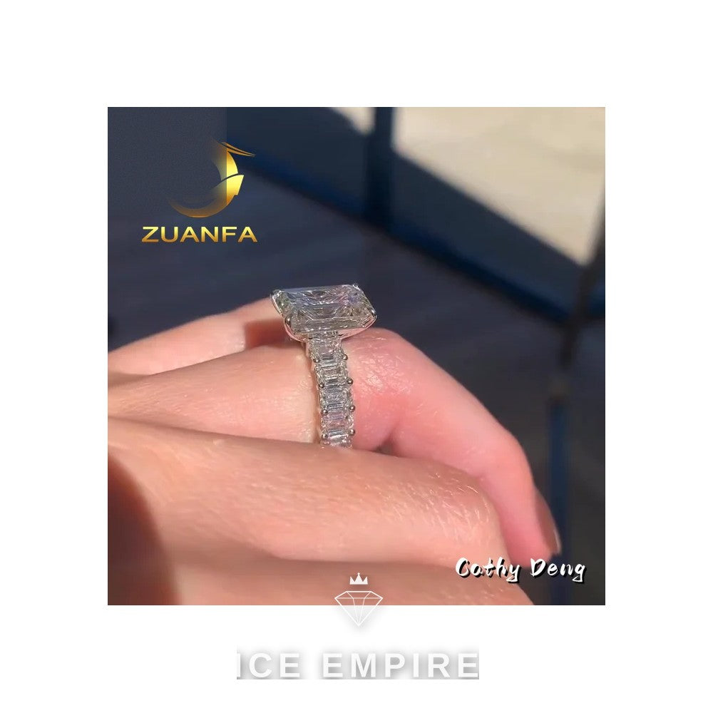 Iced Out 18K Gold Moissanite Engagement Ring