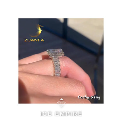 Iced Out 18K Gold Moissanite Engagement Ring