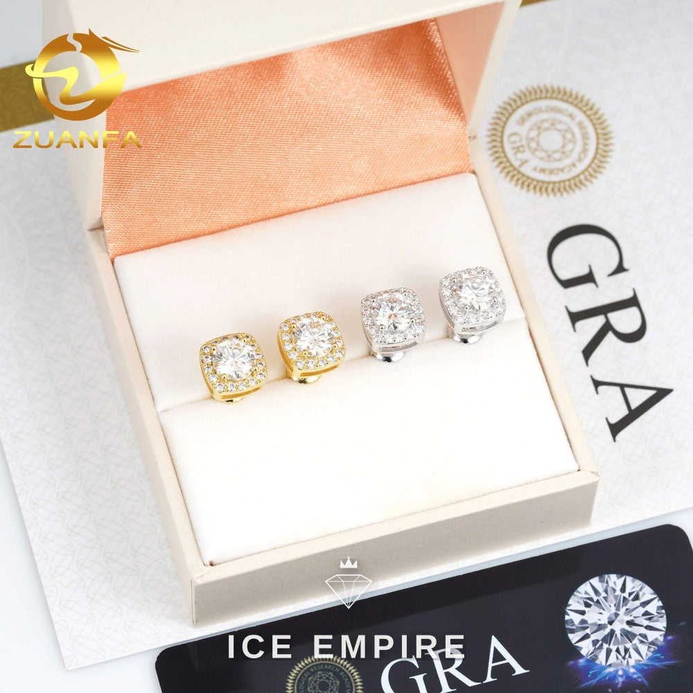 Iced Out 925 Silver Moissanite Earrings