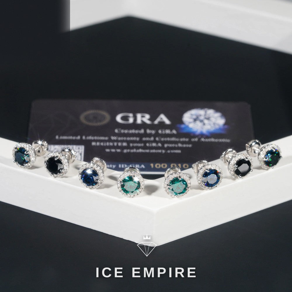 Iced Out 925 Silver Moissanite Stud Earrings