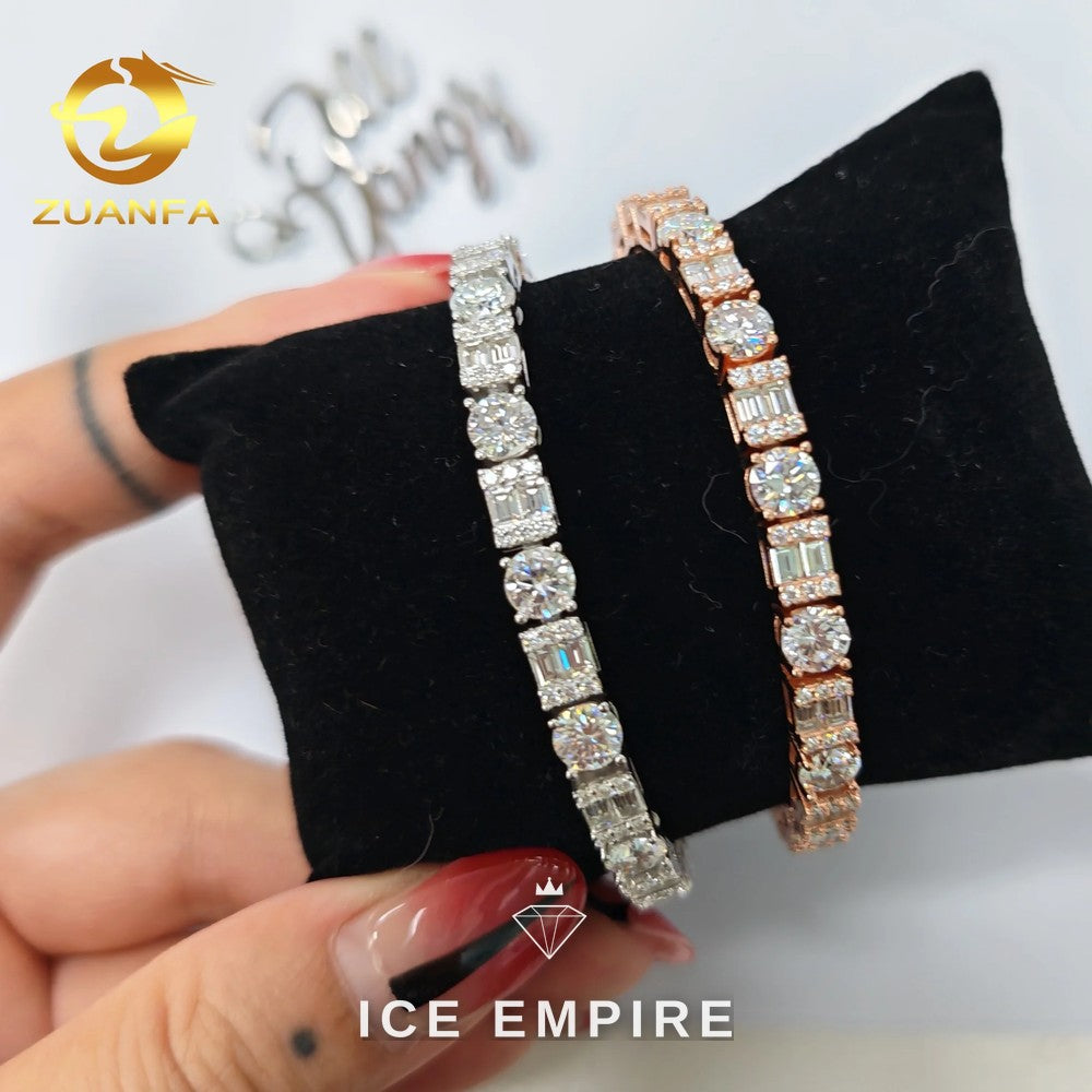 Iced Out Baguette Rose Gold Plated Moissanite Cuban Chain