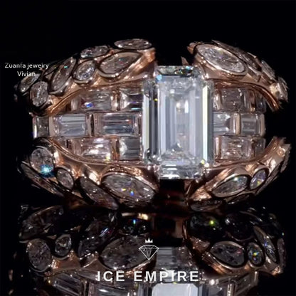 Iced Out 925 Silver Moissanite Ring