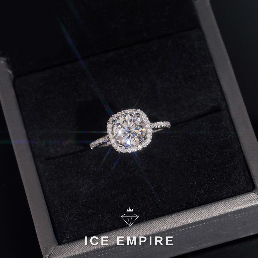 Iced Out Cluster Gold Plated Moissanite Engagement Ring