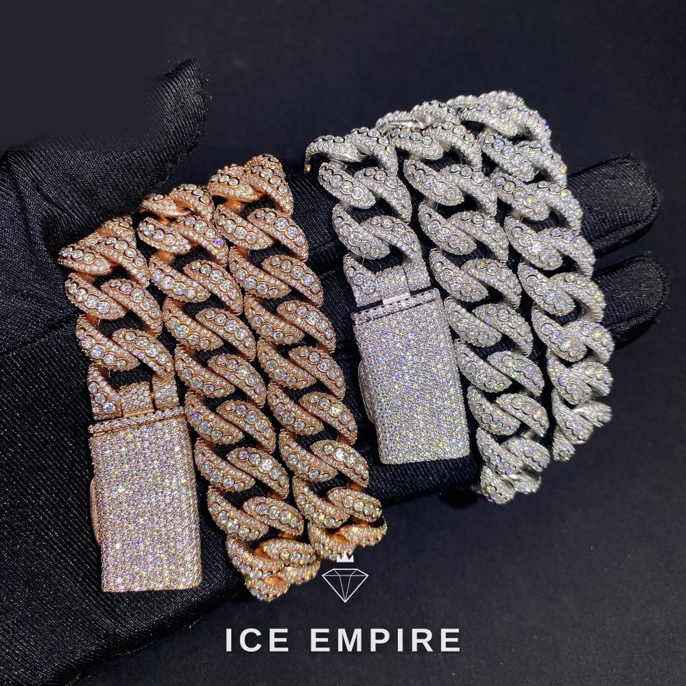 Iced Out Rose Gold Moissanite Cuban Chain