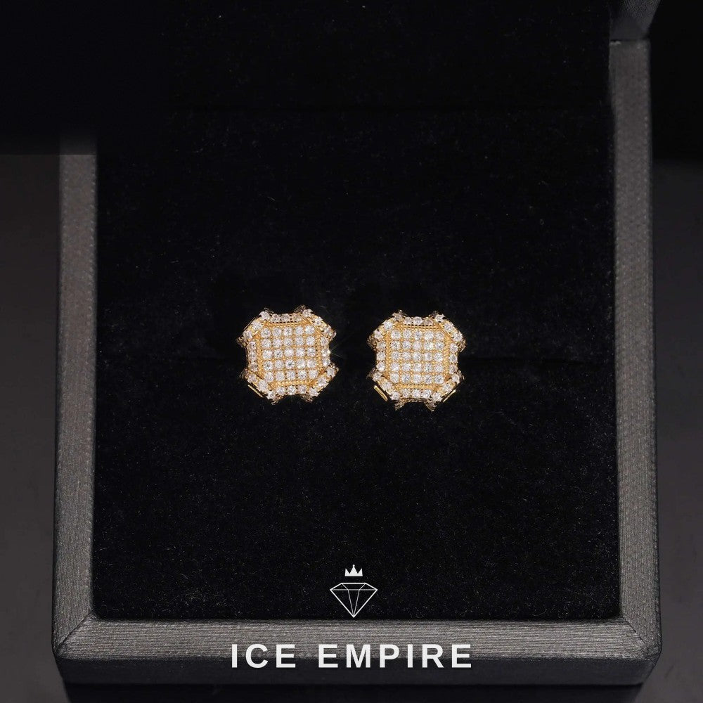Iced Out 925 Silver Moissanite Stud Earrings