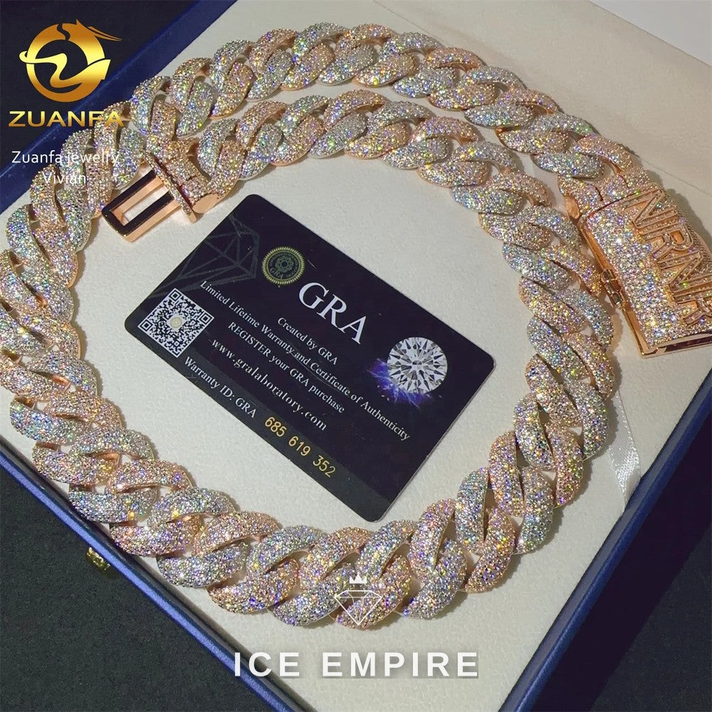 Iced Out Rose Gold Plated Moissanite Cuban Chain